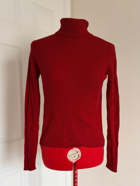GAP Sweaters - Vintage Y2K 90s GAP Merino Wool Ribbed Turtleneck Sweater Red made in UK S–M